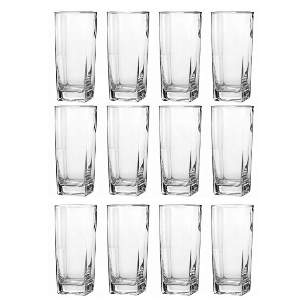 Jogo Kit 12 Copos Vidro Grosso Suco Água Drink Cerveja 330ml