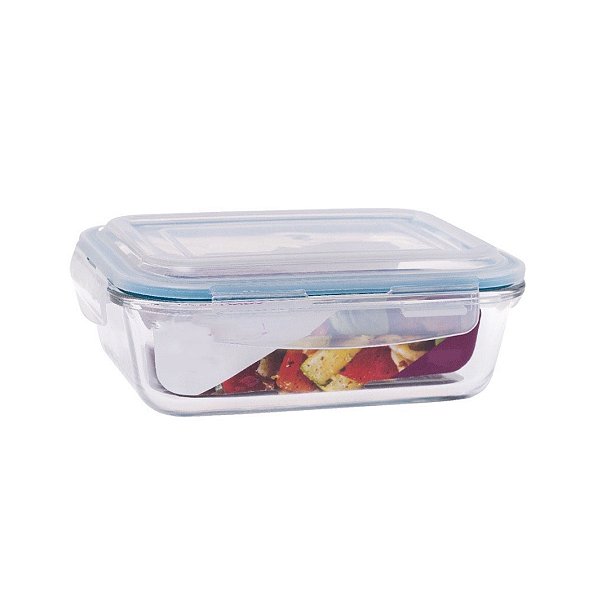 Kit Conjunto Pote de Vidro Hermético Marmita Tampa 4 Travas 620 ml