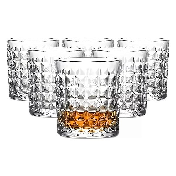 Jogo 6 Copos Whisky de Vidro Grosso Resistente Drink 273ml