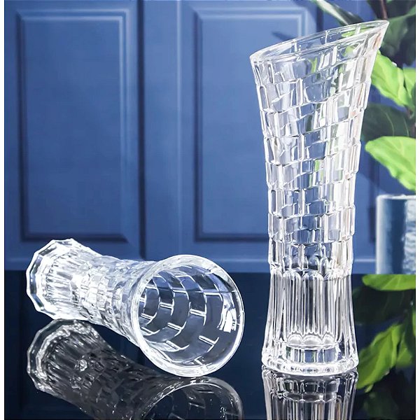 Kit 2 Vasos Decorativos Arranjos Flores 19cm em Vidro Estilo Europeu Luxo