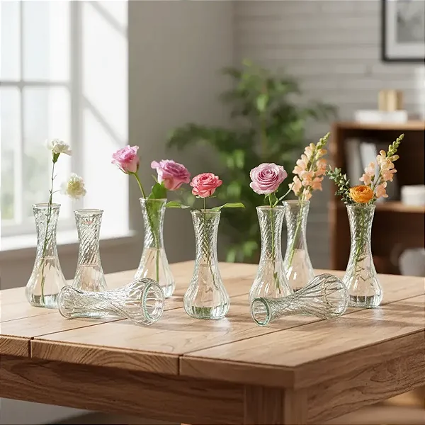 Vaso Decorativo 15 cm em Vidro Jarrinho Flores Solitátio Resistente