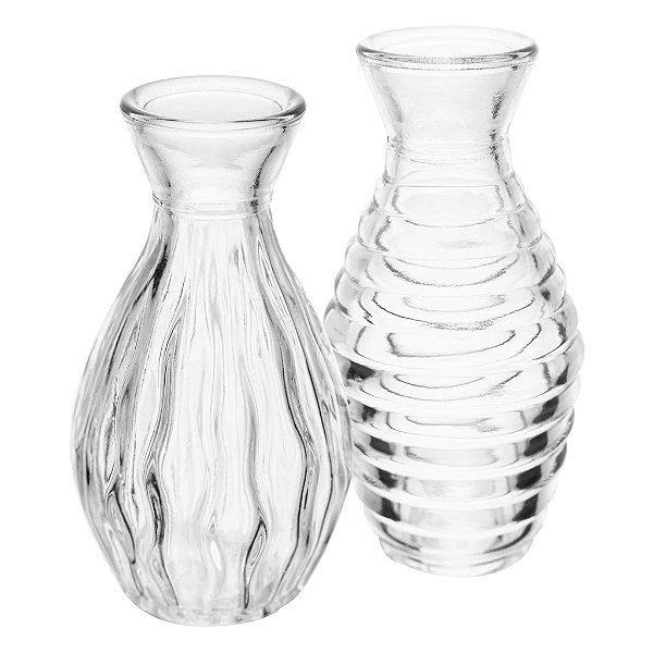 Kit 2 Mini Vaso de Vidro Sortido 11cm Transparente Lyor Decoração Casamento