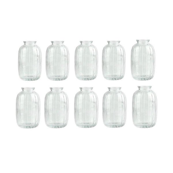 Kit 10 Vasos Decorativo em Vidro Jarrinho Flores Solitário Mesa Posta