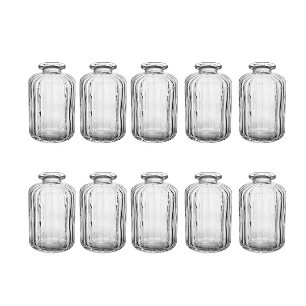 Kit 10 Vasos Decorativo em Vidro Jarrinho Flores Solitário Mesa Posta