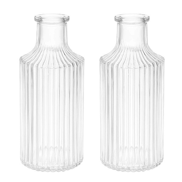 Kit 2 Mini Vaso Decorativo de Vidro 11 cm Transparente para Flores Decoração Casa Mesa