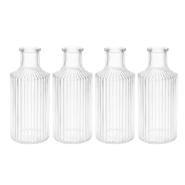 Kit 4 Mini Vaso Decorativo de Vidro 11 cm Transparente para Flores Decoração Casa Mesa