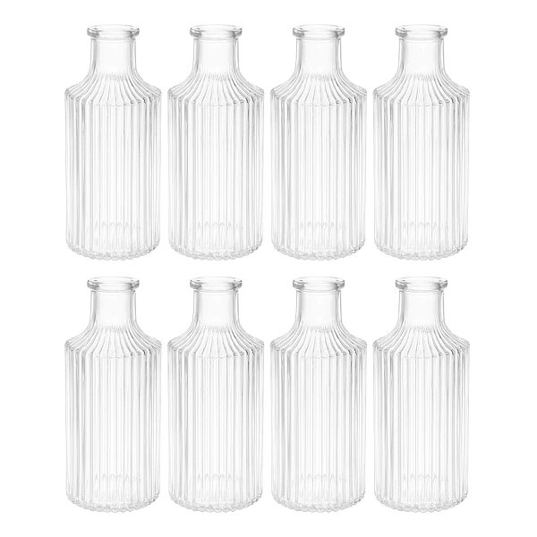 Kit 8 Mini Vaso Decorativo de Vidro 11 cm Transparente para Flores Decoração Casa Mesa