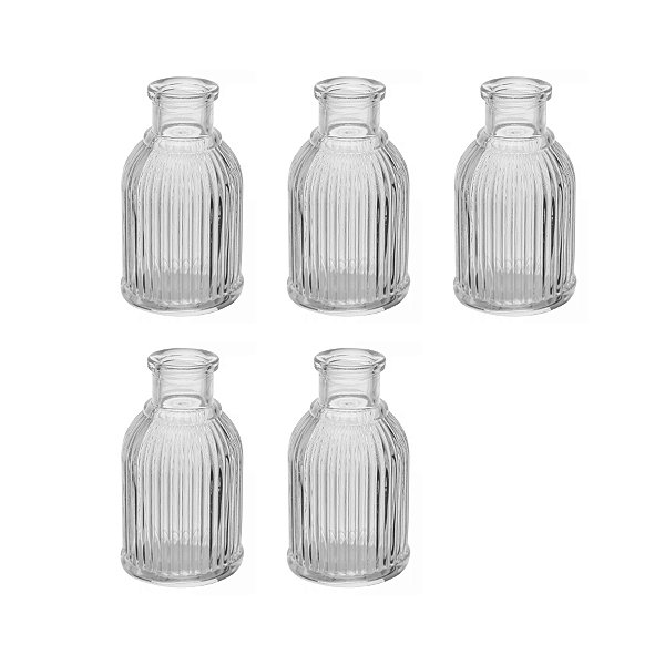 Kit 5 Mini Vaso Decorativo de Vidro 10 cm Transparente para Flores Decoração Mesa