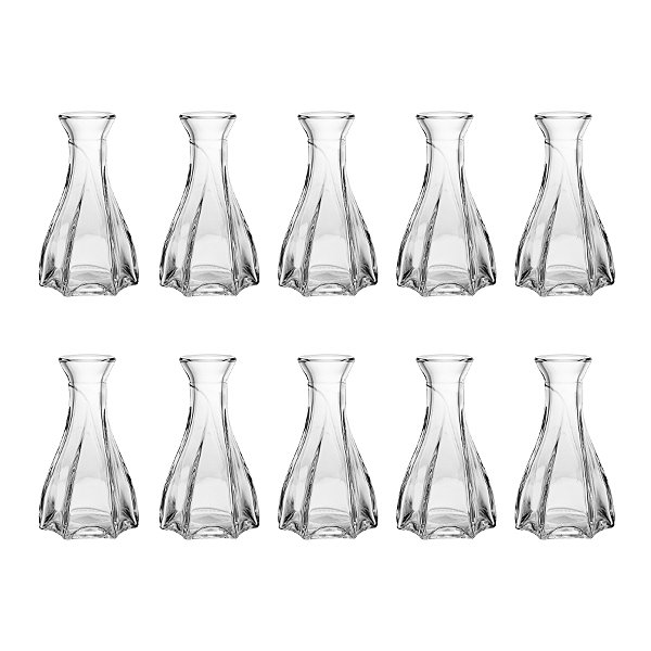 Kit 10 Vasos Decorativo 12 Cm Vidro Flores Solitário Europeu