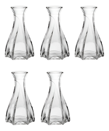 Kit 5 Vaso Decorativo 12cm Vidro Flores Solitário Resistente