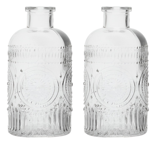 Kit 2 Vasos Decorativos 12,5 Cm Vidro Flores Solitário