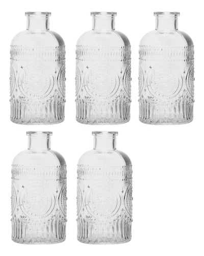 Kit 5 Vasos Decorativos 12,5 Cm Vidro Flores Solitário