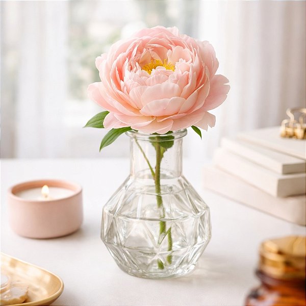 Kit 2 Vaso Decorativo 8cm Mini Vidro Flores Resistente