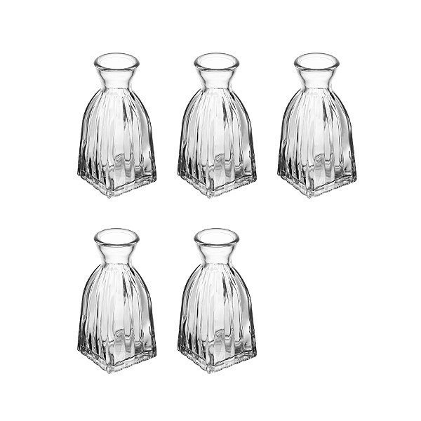 Kit 5 Vaso Decorativo 11cm Vidro Flores Solitário Resistente