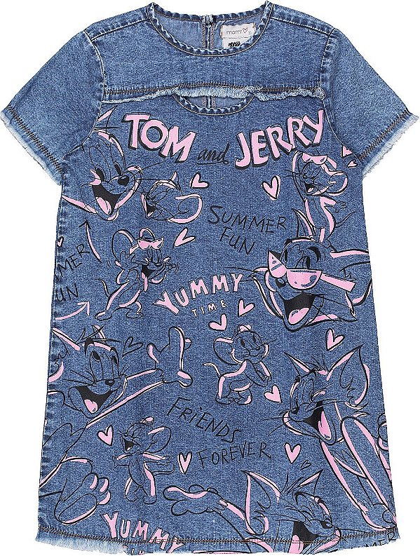 VESTIDO JEANS TOM E JERRY MOMI 6 8