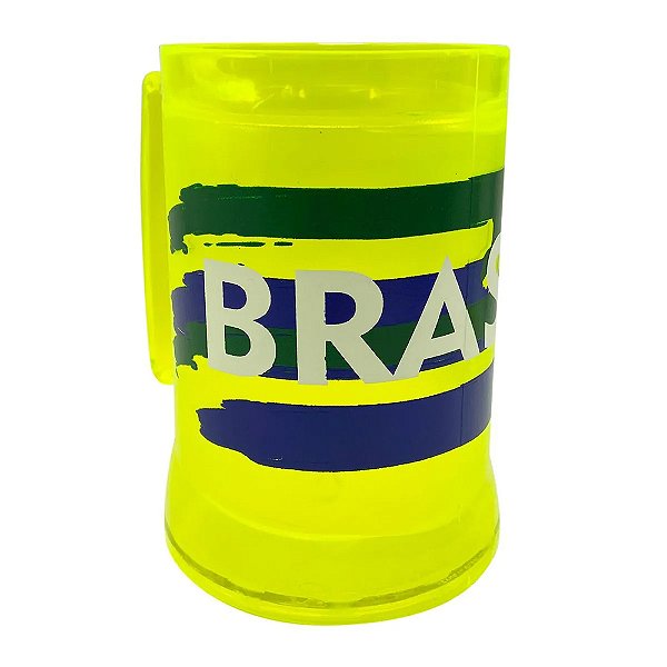 Caneca Gel Brasil Amarela Bandeira 400ml