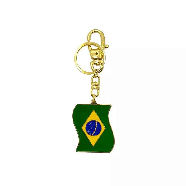 Chaveiro Brasil Bandeira Ouro