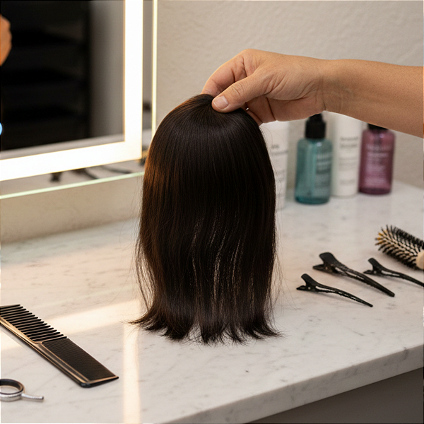 Franja Postiça / Aplique Cabelo Natural 20 cm - Reta