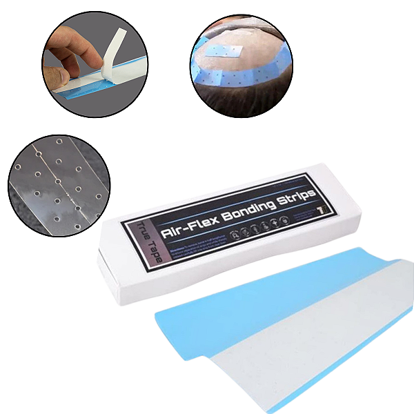 Fitas Adesivas Para Prótese Capilar Air Flex Bonding Azul 30 cm x 4.0 cm 100 Unidades