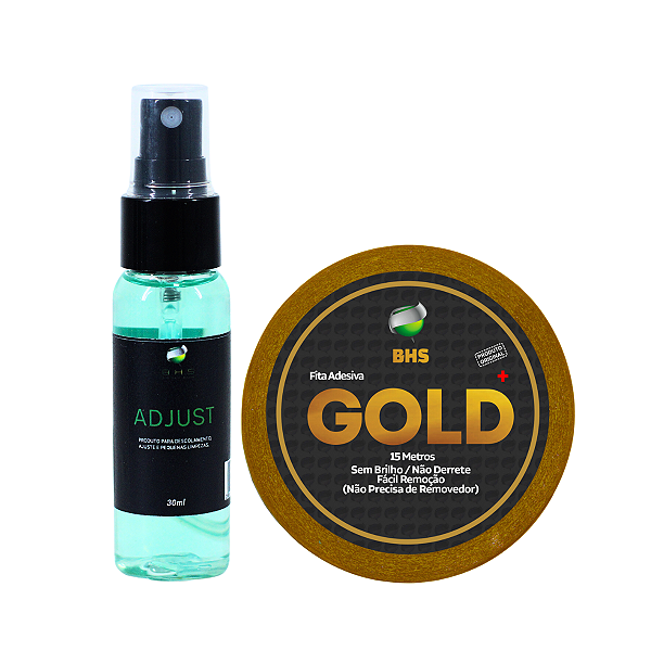 Kit De Manutenção Removedor Adjust 30 ml, Fita Adesiva Gold 15m x 2.5 cm Protese Capilar Silicone Hibrida , Peruca , Aplique Hair , BHS