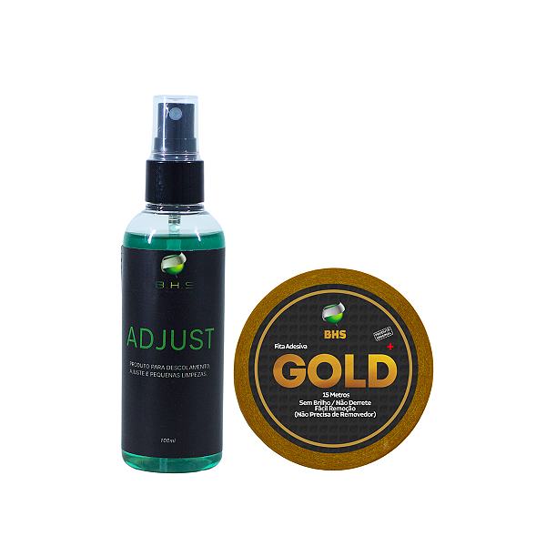 Kit De Manutenção Removedor Adjust 100 ml, Fita Adesiva Gold 15m x 2.5 cm Protese Capilar Silicone Hibrida , Peruca , Aplique Hair , BHS