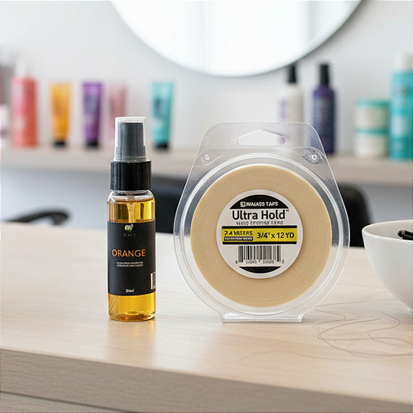 Kit Limpa Fácil - Removedor Orange 60 ml + Fita Adesiva Ultra Hold 12m x 1.9cm Protese Capilar Silicone Hibrida , Peruca , Aplique Hair , BHS