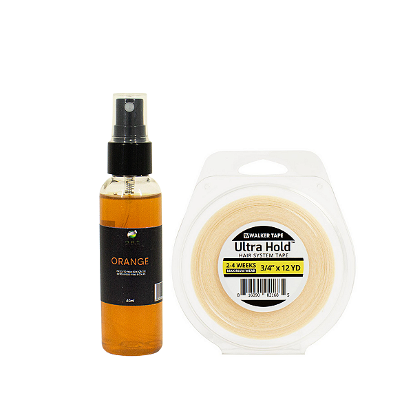 Kit De Manutenção Removedor Orange 60 ml, Fita Adesiva Ultra Hold 12m x 1.9cm Protese Capilar Silicone Hibrida , Peruca , Aplique Hair , BHS