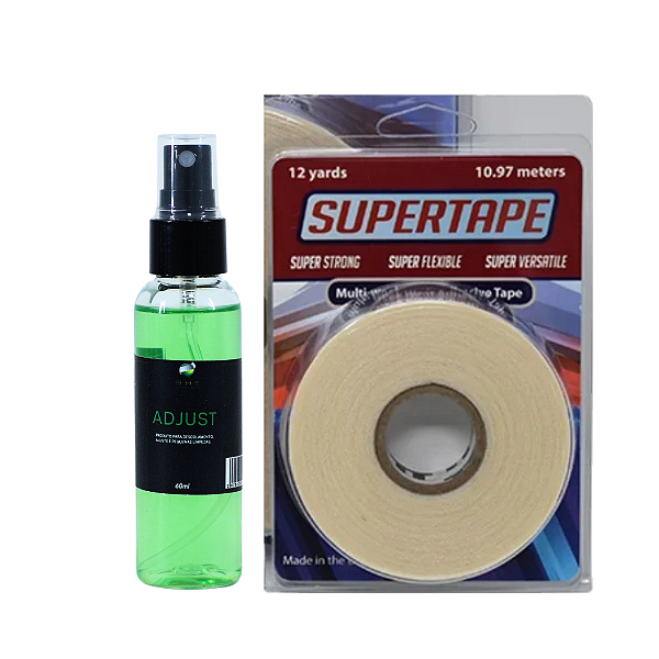 Kit De Manutenção Removedor Adjust 60ml, Fita Adesiva Super Tape 12 Yards x 1.9 cm Protese Capilar Silicone Hibrida , Peruca , Aplique Hair , BHS