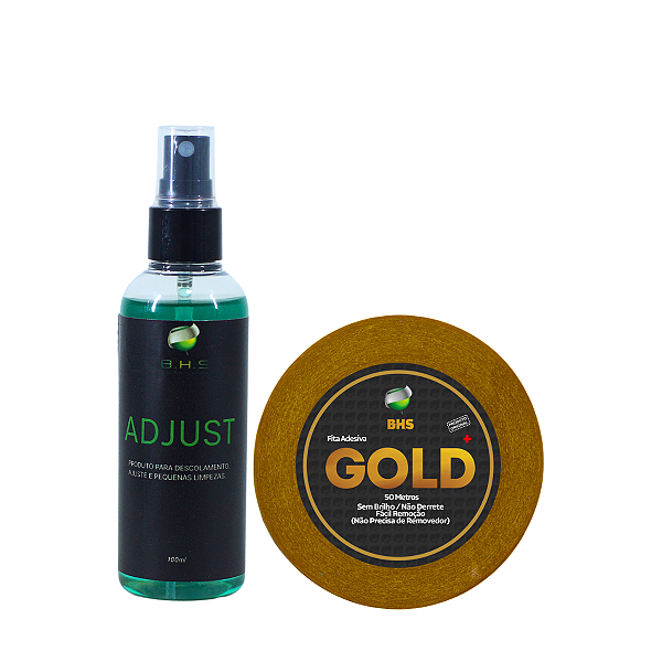 Kit De Manutenção Removedor Adjust 100 ml, Fita Amarela Adesiva Gold 50m x 2,5 cm de largura Protese Capilar Silicone Hibrida , Peruca , Aplique Hair , BHS