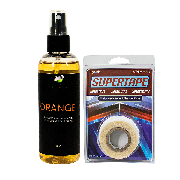 Kit De Manutenção Removedor Orange 120ml, Fita Adesiva Super Tape 3 Yards 1.9cm Fita Adesiva Gold + 25 metros x 2,5 cm 5 Unids l Não Derrete  Protese Capilar Silicone Hibrida , Peruca , Aplique Hair , BHS