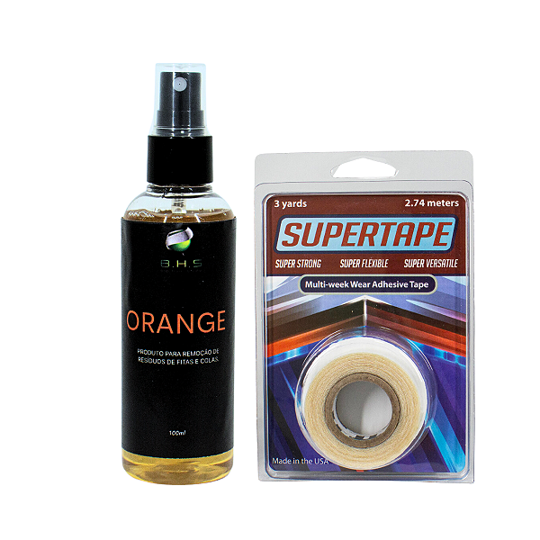 Kit De Manutenção Removedor Orange 100ml, Fita Adesiva Super Tape 3 Yards x 1,9 cm Protese Capilar Silicone Hibrida , Peruca , Aplique Hair , BHS