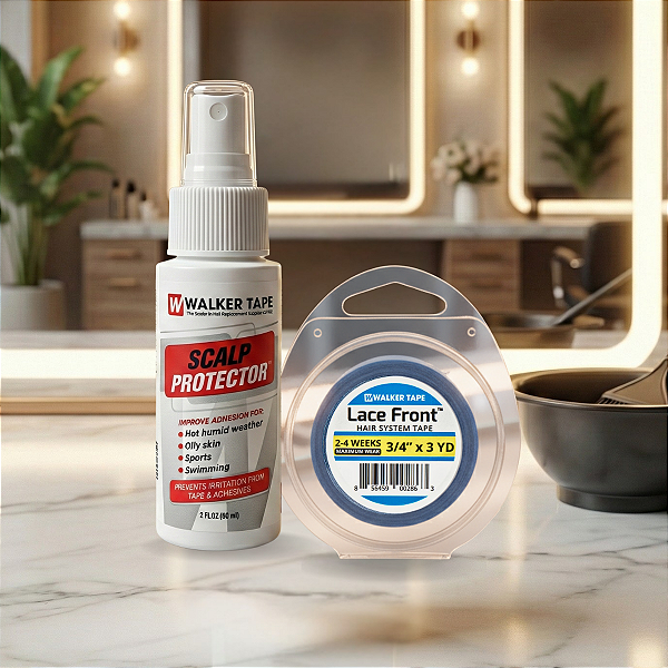 Kit Proteção E Fixação - Scalp Protector 60ml, Fita Adesiva Azul Lace Front 3 Yards x 1.9cm