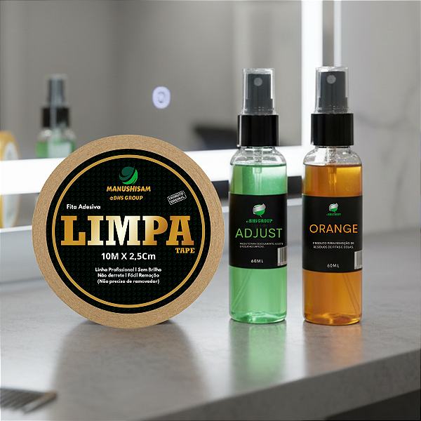 Kit Limpa Fácil - Removedor Orange + Removedor Adjust 60ml + Fita Limpa Tape 10x2,5cm