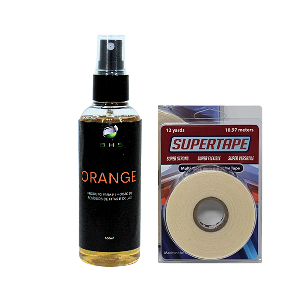 Kit De Manutenção Removedor Orange 100ml, Fita Adesiva Super Tape 12 Yards x 2,5cm Protese Capilar Silicone Hibrida , Peruca , Aplique Hair , BHS