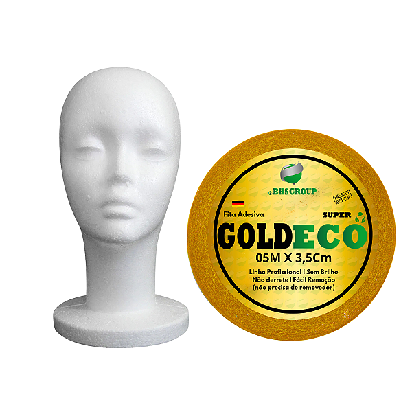 Cabeça de Isopor Feminino para Treino + Fita Adesiva Goldeco Super 5 metros x 3,5 cm