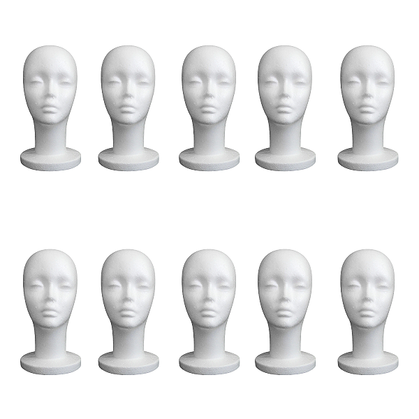 Manequim Cabeça de Isopor Feminino para Treino 10 Unidades , Moda , Chapeu , Oculos