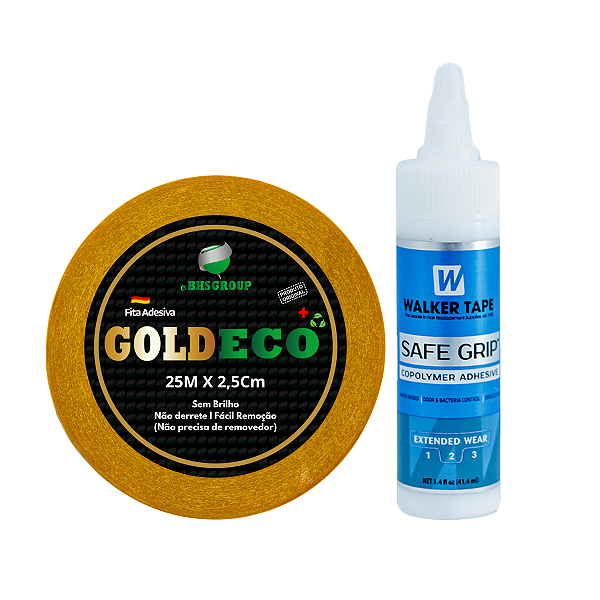 Kit De Manutenção Fita Adesiva Gold 25 metros X 2.5 cm + Cola Safe Grip 41ml