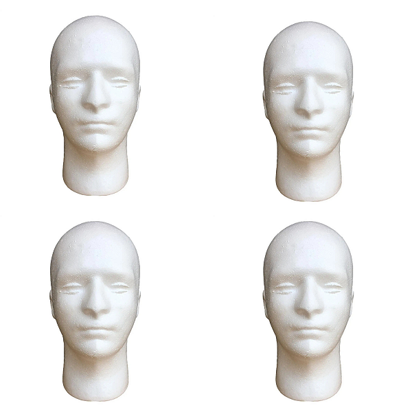 Manequum Cabeça De Isopor Masculino Para Treino 4 Unidades Oculos, Chapeu, Moda