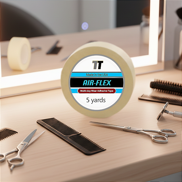 Fita Adesiva Air Flex 5 metros x 1,9 cm Dupla Face Transparente Para Próteses Capilares E Perucas