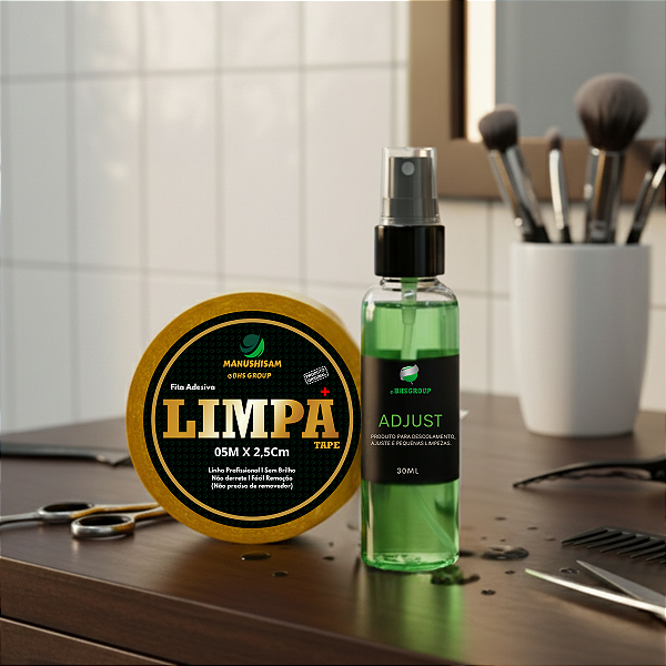 Kit Limpa Fácil - Fita Adesiva Limpa Tape 05 metros x 2,5 cm + Removedor Adjust 30ml