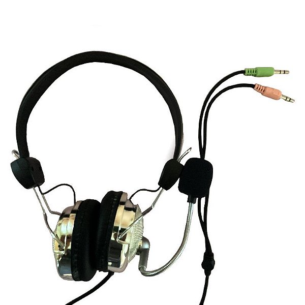 Headset Prateado 301. MV Estéreo Com Microfone Entrada P2