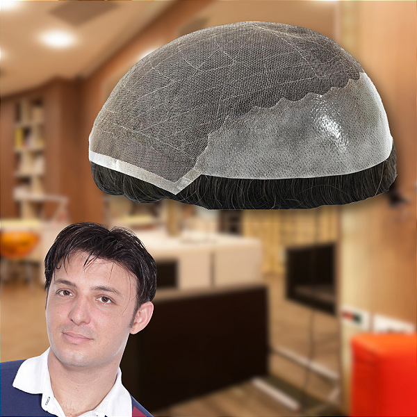 Prótese Capilar Masculina Efeito Natural Tela Transpiravel 20x25cm 120% Densidade