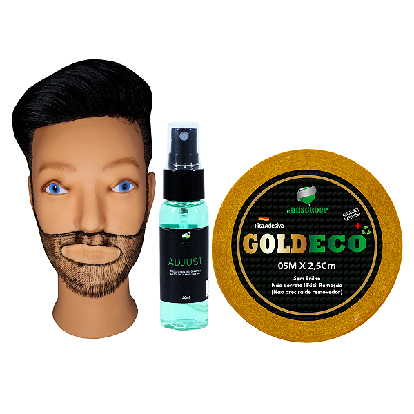 Kit Prótese Capilar Masculina Micropele 20x25cm + Goldeco 5m x 2,5 + Adjust 30ml Corte 1