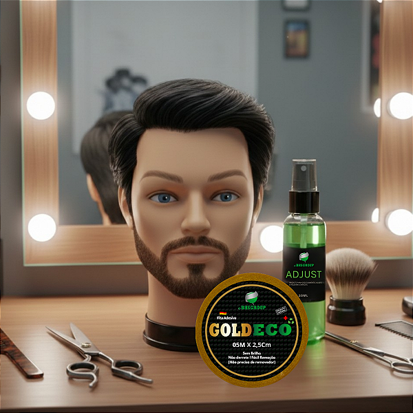 Kit Sob Medida Pro - Prótese Capilar Micropele 20x25cm + Goldeco 5m x 2,5 + Adjust 30ml Corte 3