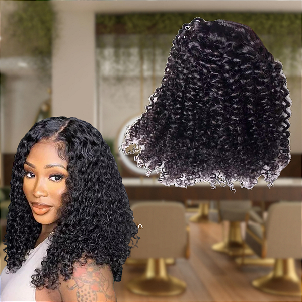 Aplique Topo Cacheado Castanho Escuro Com Tic Tac Fios Humanos 10x15cm 40cm Comprimento