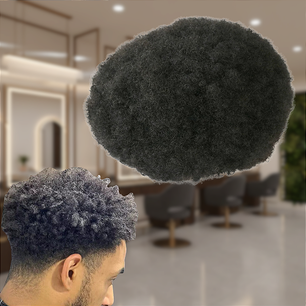 Prótese Capilar Masculina Base Micropele Afro Cor Castanho Escuro 20X25 cm 120% Densidade 6mm