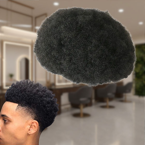 Prótese Capilar Masculina Afro Micropele #1B Castanho Escuro 20x25 cm 120% Densidade 4mm