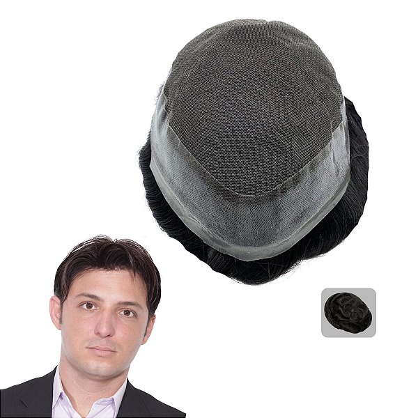 Prótese Capilar Masculina Base Transpirável Cor Castanho Médio 20X25cm 110% Densidade