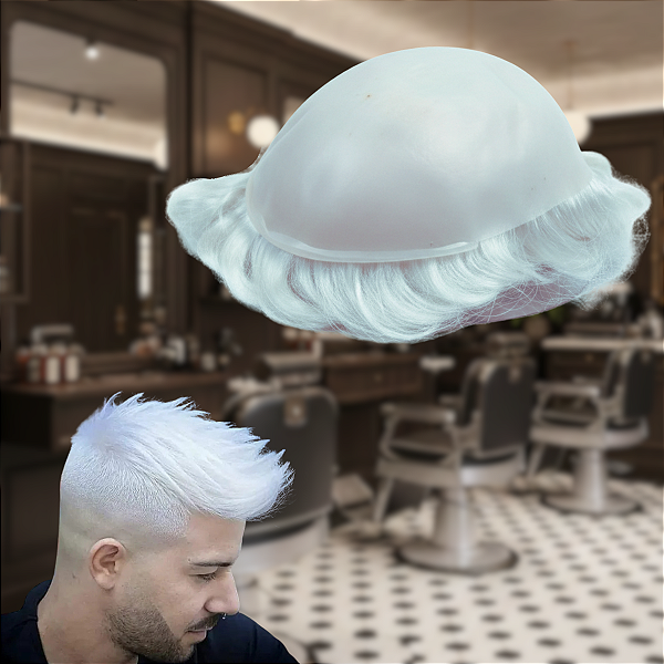 Prótese Capilar Masculina Base Micropele 100% Grisalho 20X25cm 100% Densidade