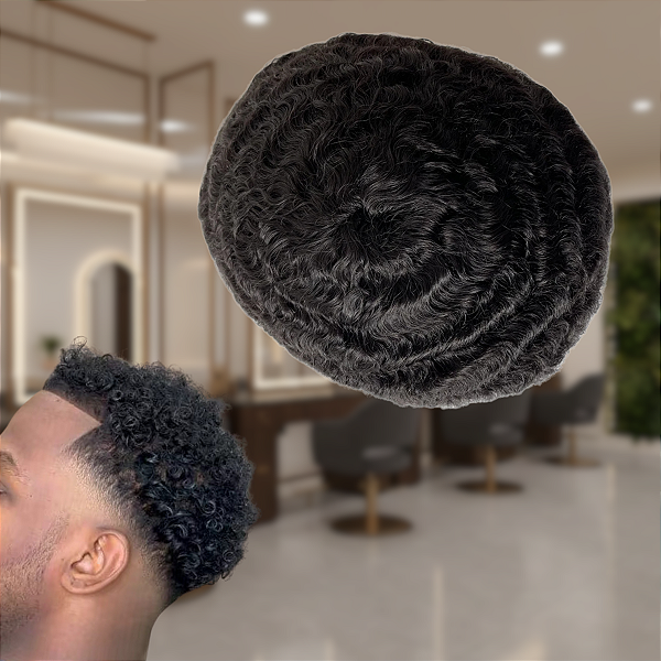 Prótese Capilar Afro 10mm Micropele Thin Skin 20x25cm Fios Humanos